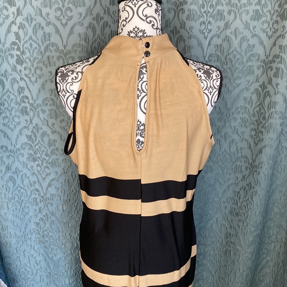 Ashley Stewart | NWT High Mock Neck Black Striped Bodycon Dress - Picture 3 of 5